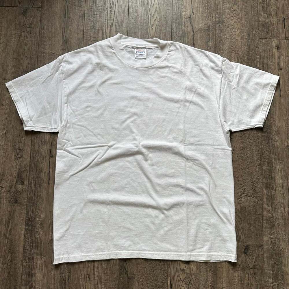 Vintage 90s USA Hanes Beefy White Cotton Blank Tee Shirt
